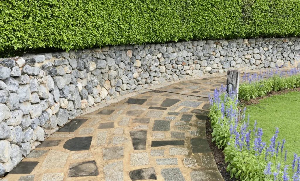 retaining wall on a sloped property