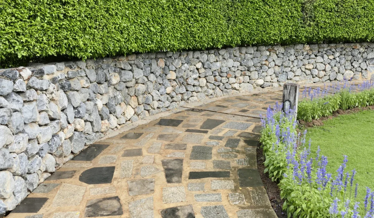 retaining wall on a sloped property