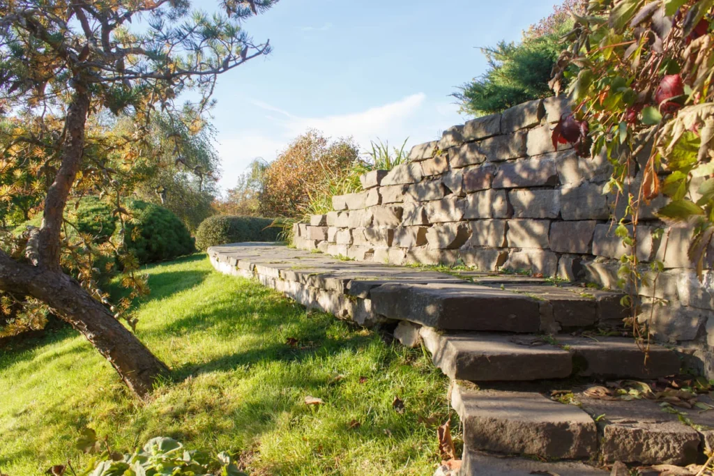 retaining wall on a sloped property